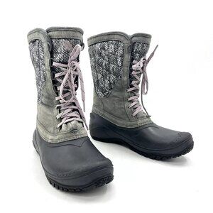 The North Face Gray Leather Fabric Winter Snow Boots Women's Size 10.5